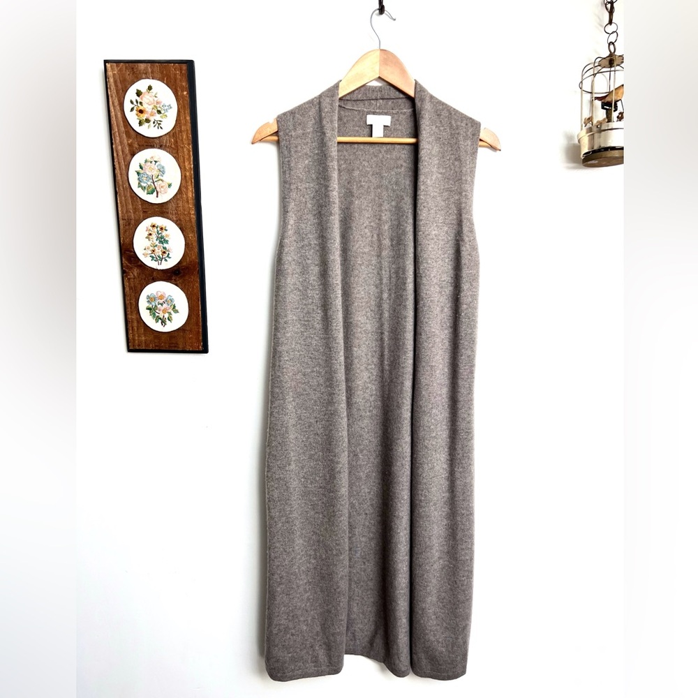 St Tropez West Cashmere Sleeveless Open Duster Cardigan Small